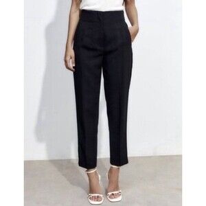 ZARA High Waist Slim Tapered Trouser Dress Pants Women’s Large Black NWT